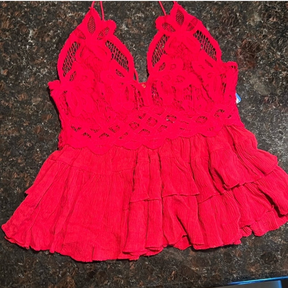 Free People Spaghetti Strap Lace Tank